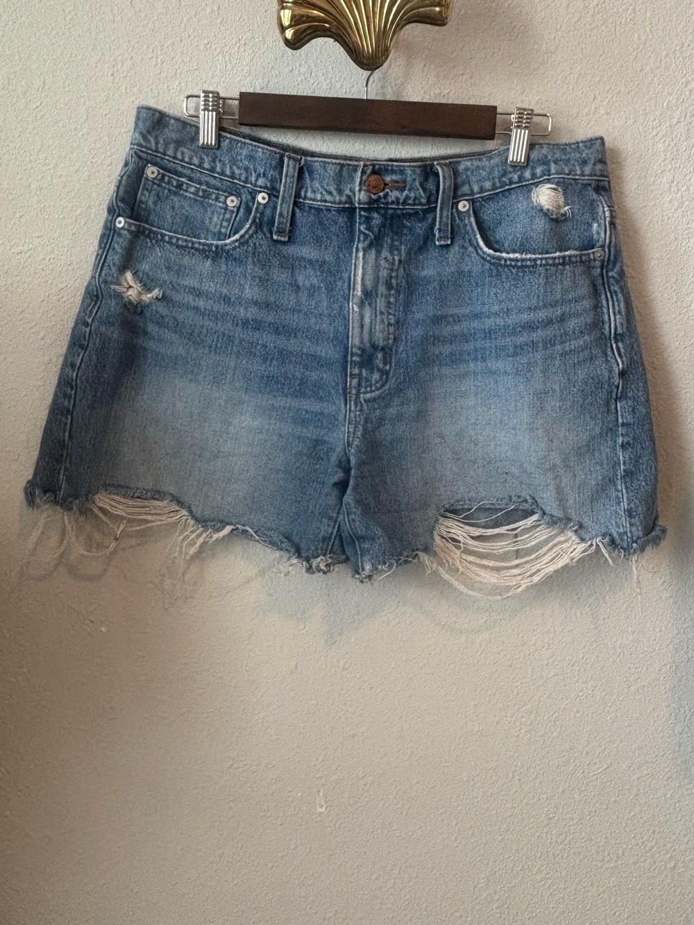 Madewell Light Blue Distressed Denim Cutoff Shorts